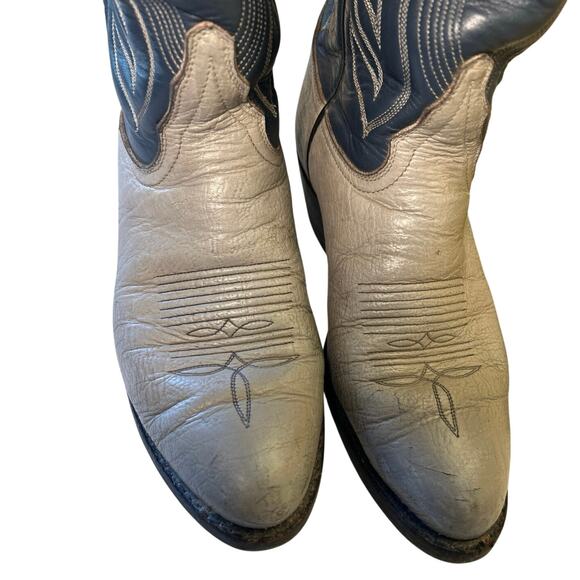Tony Lama Boots Mens 7D Blue Gray Leather USA 8056 Cowboy Western main image 10